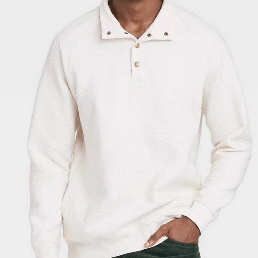 Goodfellow & Co Off-White Buttoned Sweatshirt